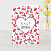 Modern & Simple Punny Cherry Pattern Anniversary Kaart (Gele Bloem)