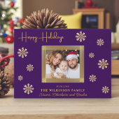 modern simple purple Holiday Photo Card Feestdagenkaart