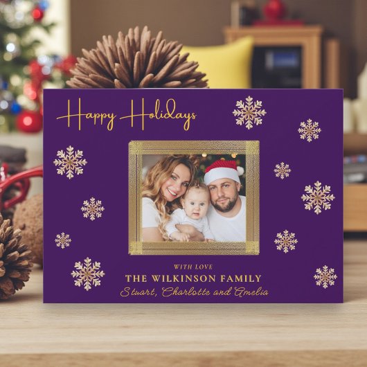 modern simple purple Holiday Photo Card Feestdagenkaart