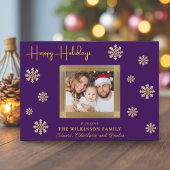 modern simple purple Holiday Photo Card Feestdagenkaart
