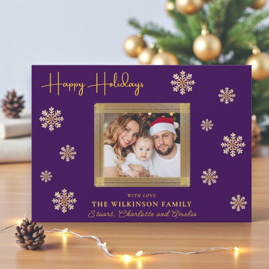 modern simple purple Holiday Photo Card Feestdagenkaart