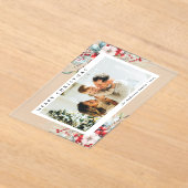 Modern Simple Red Berries | Photo Christmas Card Acryl Uitnodigingen (Laagn)