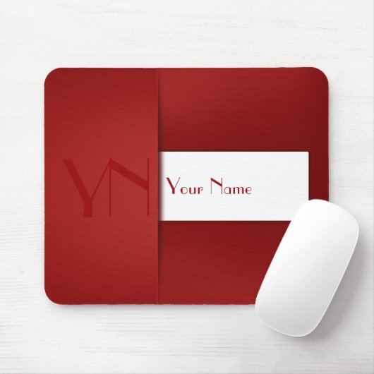 Modern Simple Red Monogram Name - Mousepad Muismat (Met muis)