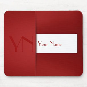 Modern Simple Red Monogram Name - Mousepad Muismat