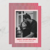 Modern Simple Red Stripes One Photo Valentines Day Feestdagenkaart (Voorkant / Achterkant)