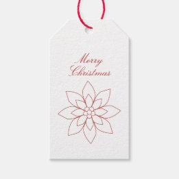 Modern Simple Red & White Merry Christmas Cadeaulabel