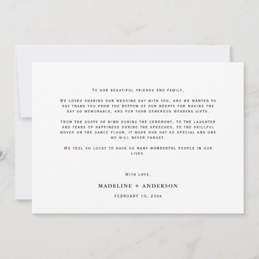 Modern Simple Romantic Photo Wedding Bedankkaart (Achterkant)