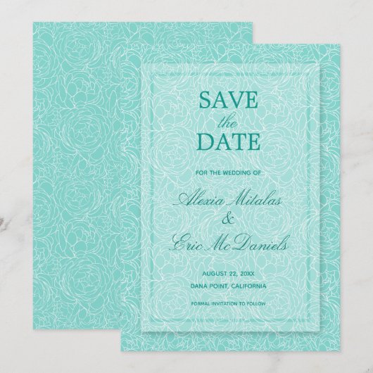 Modern Simple Roos Floral Wedding Save The Date (Voorkant / Achterkant)