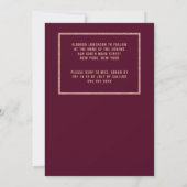 Modern Simple Roos Gold Burgundy Red Bat Mitzvah Kaart (Achterkant)