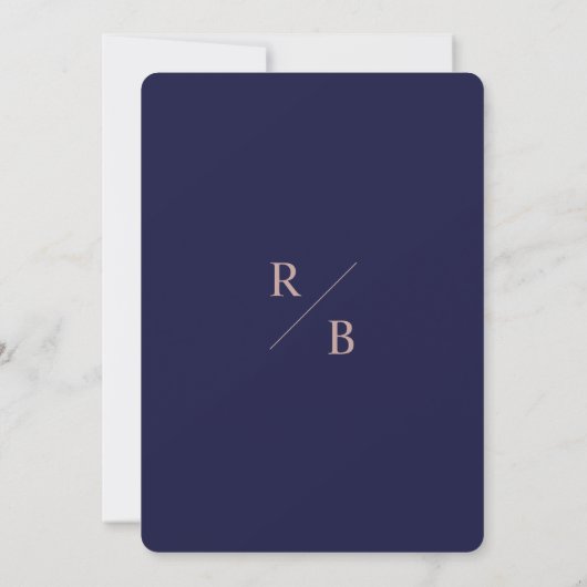 Modern Simple Roos Gold Navy Blue Arch Wedding Save The Date (Achterkant)