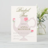 Modern Simple Rozen Floral Boho Bridal Tea Party Kaart (Staand voorkant)