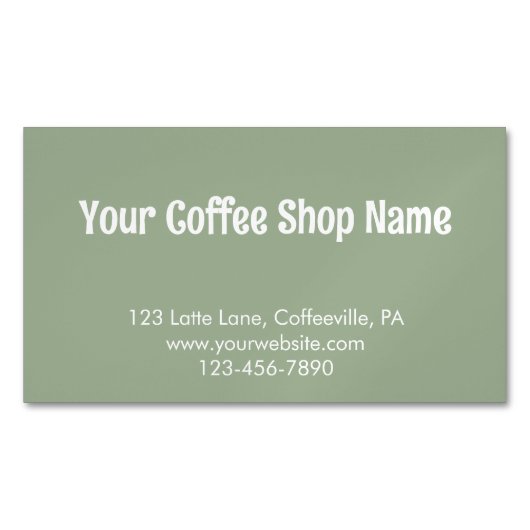Modern Simple Sage Green Custom Coffee Promotional Magnetisch Visitekaartje (Voorkant)