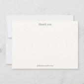 Modern Simple Sage Green Stripes Personalized Name Bedankkaart (Voorkant)