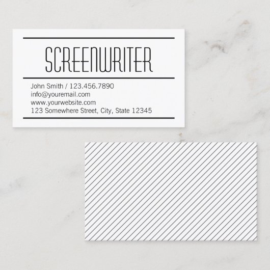 Modern Simple Screenwriter Visitekaartje (Voorkant / Achterkant)