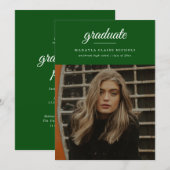 Modern Simple Script Green Photo Afstuderen Kaart (Voorkant / Achterkant)