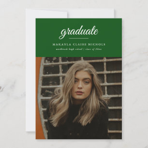 Modern Simple Script Green Photo Afstuderen Kaart