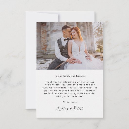 Modern Simple Script Love Heart Wedding Photo dan Bedankkaart (Achterkant)