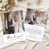 Modern Simple Script Love Heart Wedding Photo dan Bedankkaart