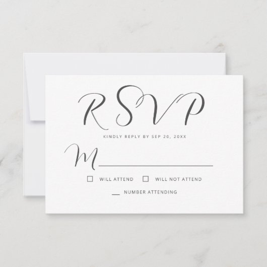 Modern Simple Script Memories Memorial Reply RSVP Kaartje (Voorkant)