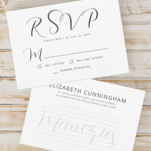 Modern Simple Script Memories Memorial Reply RSVP Kaartje
