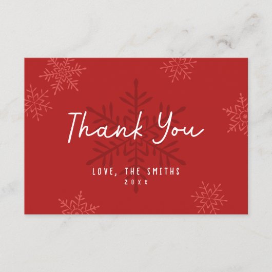 Modern Simple Script Snowflake Christmas Thank You Bedankkaart (Voorkant)