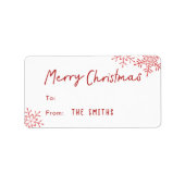 Modern Simple Script Snowflakes Christmas gift  Etiket (Voorkant)