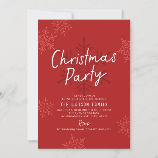 Modern Simple Script Snowflakes Christmas Party Feestdagenkaart (Voorkant)