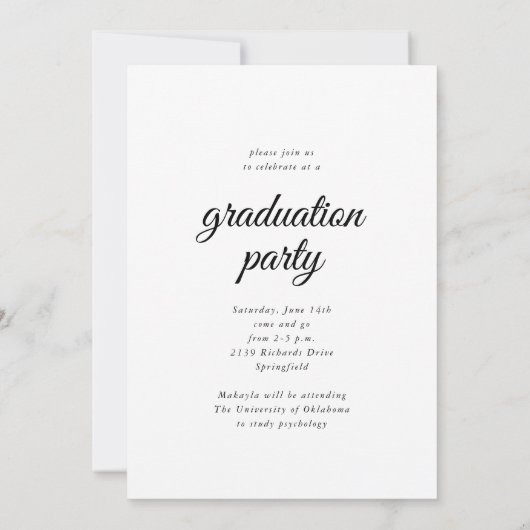 Modern Simple Script Three Photo Afstuderen Kaart (Achterkant)