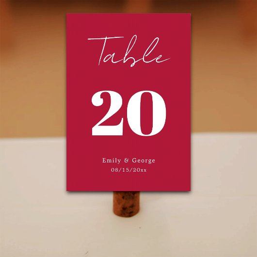 Modern Simple Script Viva Magenta Minimal Wedding Kaart