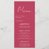 Modern Simple Script Viva Magenta Minimal Wedding Menu (Voorkant)
