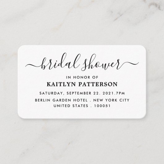 Modern Simple Script Vrijgezellenfeest Ticket nodi Informatiekaartje (Voorkant)