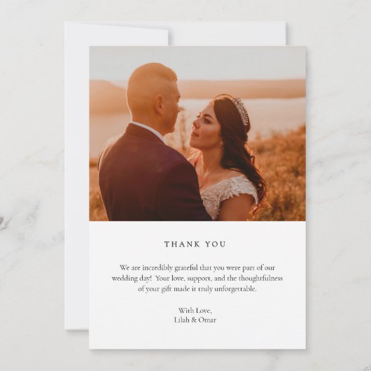Modern Simple Script Wedding Photo Bedankkaart (Achterkant)