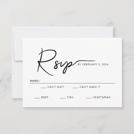 Modern Simple Script Wedding RSVP Kaartje (Voorkant)