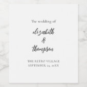 Modern Simple Script Wedding Wijn Etiket (Enkel label)