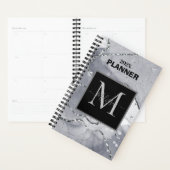 Modern Simple Silver Marbled Monogram Planner (Display)