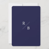Modern Simple Silver Navy Blue Arch Wedding Kaart (Achterkant)