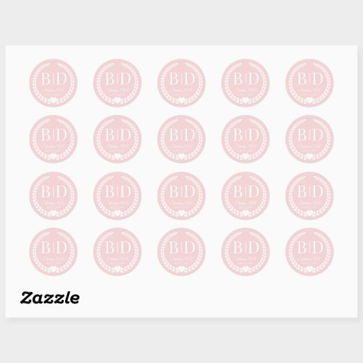 Modern Simple Soft Antique Rose Monogram Ronde Sticker (Vel)