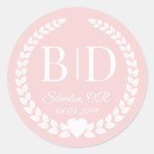 Modern Simple Soft Antique Rose Monogram Ronde Sticker (Voorkant)