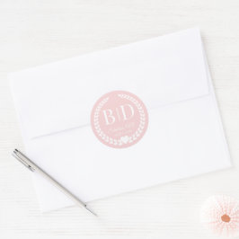 Modern Simple Soft Antique Rose Monogram Ronde Sticker