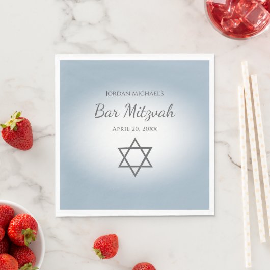 Modern Simple Star of David Blue Bar Mitzvah Servet (Insitu)