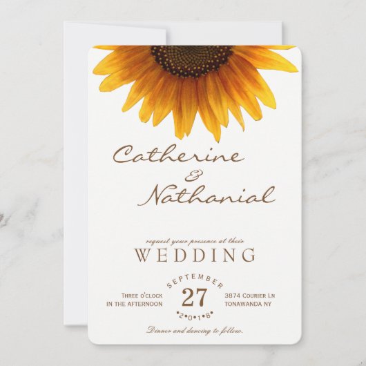 Modern Simple Summer Sunflower Weddenschap Kaart (Voorkant)