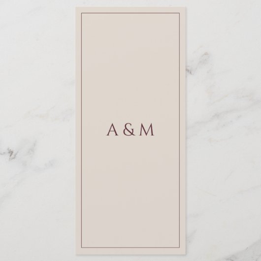 Modern simple tan minimalist wedding menu (Achterkant)