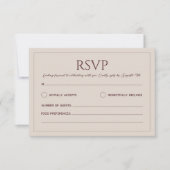 Modern simple tan minimalist wedding RSVP kaartje (Voorkant)