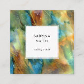 Modern Simple Teal Blue Brown Watercolor Abstract Vierkante Visitekaartje (Voorkant)