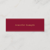 Modern Simple Template Burgundy Red Gold Text Mini Visitekaartje (Voorkant)