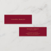 Modern Simple Template Burgundy Red Gold Text Mini Visitekaartje (Voorkant / Achterkant)