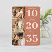 Modern Simple Terracotta Date Three Photo Wedding Save The Date (Staand voorkant)