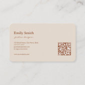 Modern Simple Terracotta Flower Line Art QRCode  Visitekaartje (Achterkant)