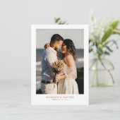 Modern Simple Terracotta met Photo Wedding Bedankkaart (Staand voorkant)