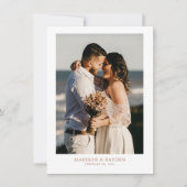 Modern Simple Terracotta met Photo Wedding Bedankkaart (Voorkant)
